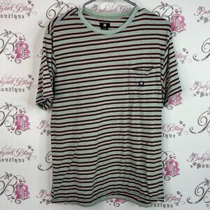 DC tshirt shirt Short Sleeve Striped Tee - Maroon and Light blue Gray